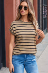 Stripe Bat Sleeve T Shirt