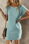 Blue Ribbed Knit Dress