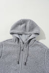 Grey Fleece Zip Up Hooded Jacket