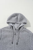 Grey Fleece Zip Up Hooded Jacket