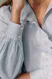 Stripe Frilled Button Up Blouse