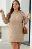 Beige Cable Knit Sweater Dress