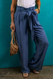 Belted Frilly Waist Wide Leg Pants