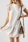 Heather Grey Flutter Sleeve Shift Dress