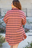 Red Plaid Distressed Hem Button Up