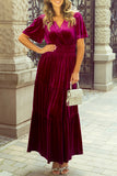 Red Dahlia Velvet Tiered Maxi Dress