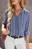Striped V Neck Blouse