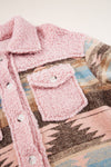 Pink Western Aztec Print Sherpa Jacket