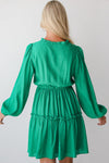 Kelli Green Frilly Puff Sleeve Dress