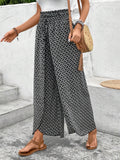 Bohemian Slit Wide Leg Smocked Pants