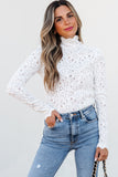 Lace Mock Neck Long Sleeve Top