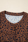 Leopard Ruffled Puff Sleeve Blouse