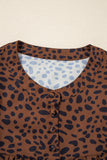 Leopard Ruffled Puff Sleeve Blouse