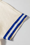 Beige Striped Quarter Zipper Top