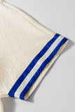 Beige Striped Quarter Zipper Top