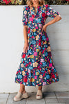 Vintage Floral Print Maxi Dress