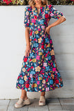 Vintage Floral Print Maxi Dress