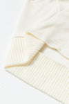 Beige Contrast Knit Patchwork Hooded Functional Coat