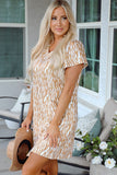 Abstract V Neck Short T Shirt Dress