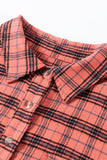 Red Plaid Distressed Hem Button Up