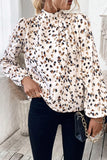 Leopard Print Lantern Sleeve Blouse