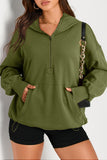 Olive Half Zipper Oversized Hoodie