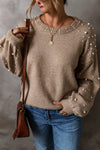 Pearl Detailed Drop Shoulder Sweater