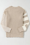 Khaki Knit Color Block Sweater