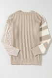 Khaki Knit Color Block Sweater