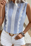 Boho Stripe Lace Detail Tank Top