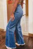 High Waist Raw Seamed Flare Jeans