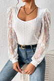 White Lace Bishop Sleeve Bodysuit