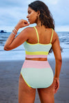 Mint Color Block High Waist Bikini