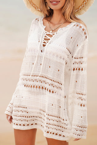 Bohemian Lace Detail Knit Cover Up