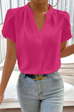 V Neckline Petal Sleeve Blouse