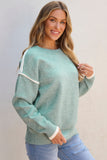 Jade Color Block Crewneck Sweater