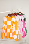 Checkered Bishop Sleeve Sweater | 3 Colors