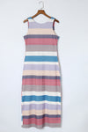 Multicolor Stripe Slit Maxi Dress