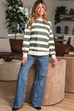 Stripe Oversized Crew Neck Sweatshirt