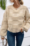 Checkered Sherpa Crew Neck Sweater