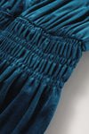 Prussian Blue Velvet Tiered Maxi Dress