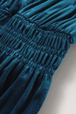 Prussian Blue Velvet Tiered Maxi Dress