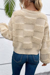 Checkered Sherpa Crew Neck Sweater