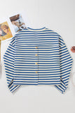 Stripe Buttoned Back V Neck Top