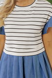 Stripe Denim Patchwork Dress