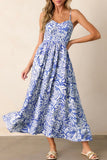 Floral Spaghetti Strap High Waist Maxi Dress