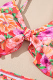 Floral Ruffle Trim Knot Detail One Piece Swimsuit