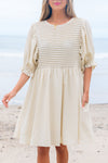 White Ruffled Puff Sleeve Dress