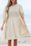 White Ruffled Puff Sleeve Dress