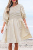 White Ruffled Puff Sleeve Dress